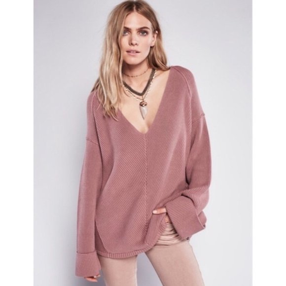 Free People Sweaters - Free People La Brea V Neck Sweater Oversized